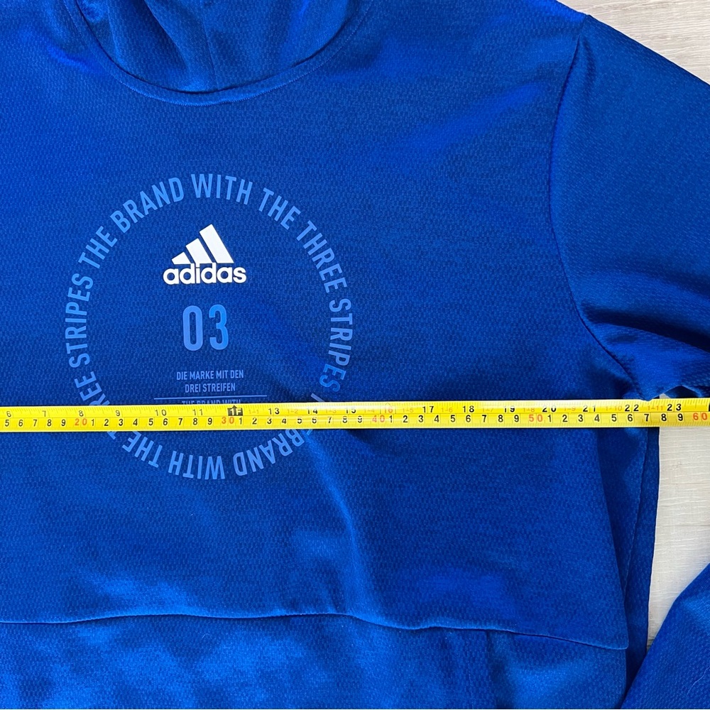 Adidas Men's L Hoodie Sweatshirt Team Issue Badge of Sport Funnel Pullover Blue - Picture 6 of 7